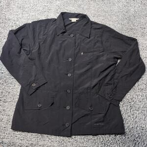 ExOfficio Coat Women Extra Large Black Button Up Windbreaker Jacket Casual